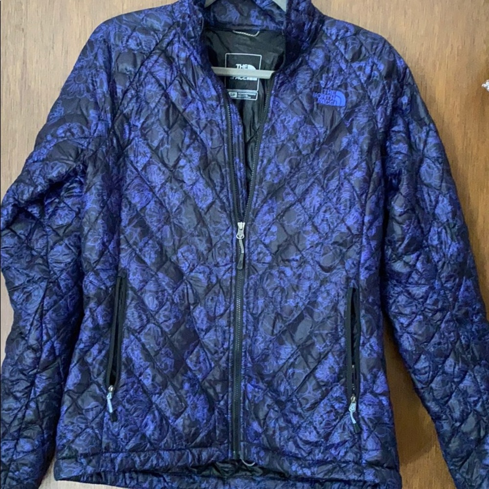 Black and Blue Floral Print North Face